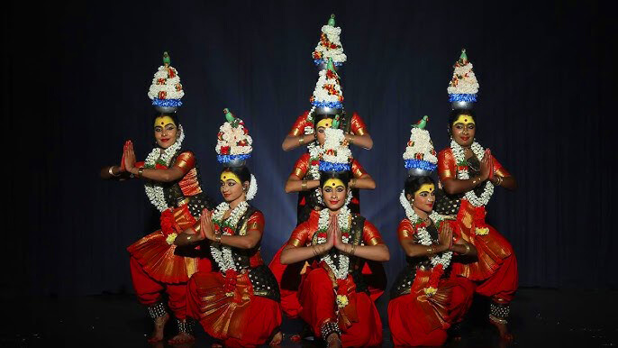 Professional Bharatanatyam dancers performing in Puducherry